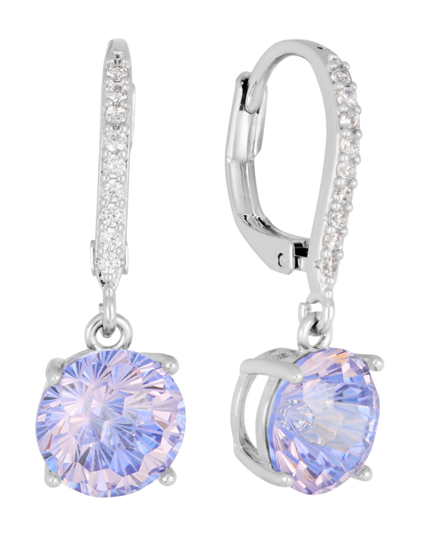 Sterling Silver Starlight Cubic Zirconia Leverback Earrings