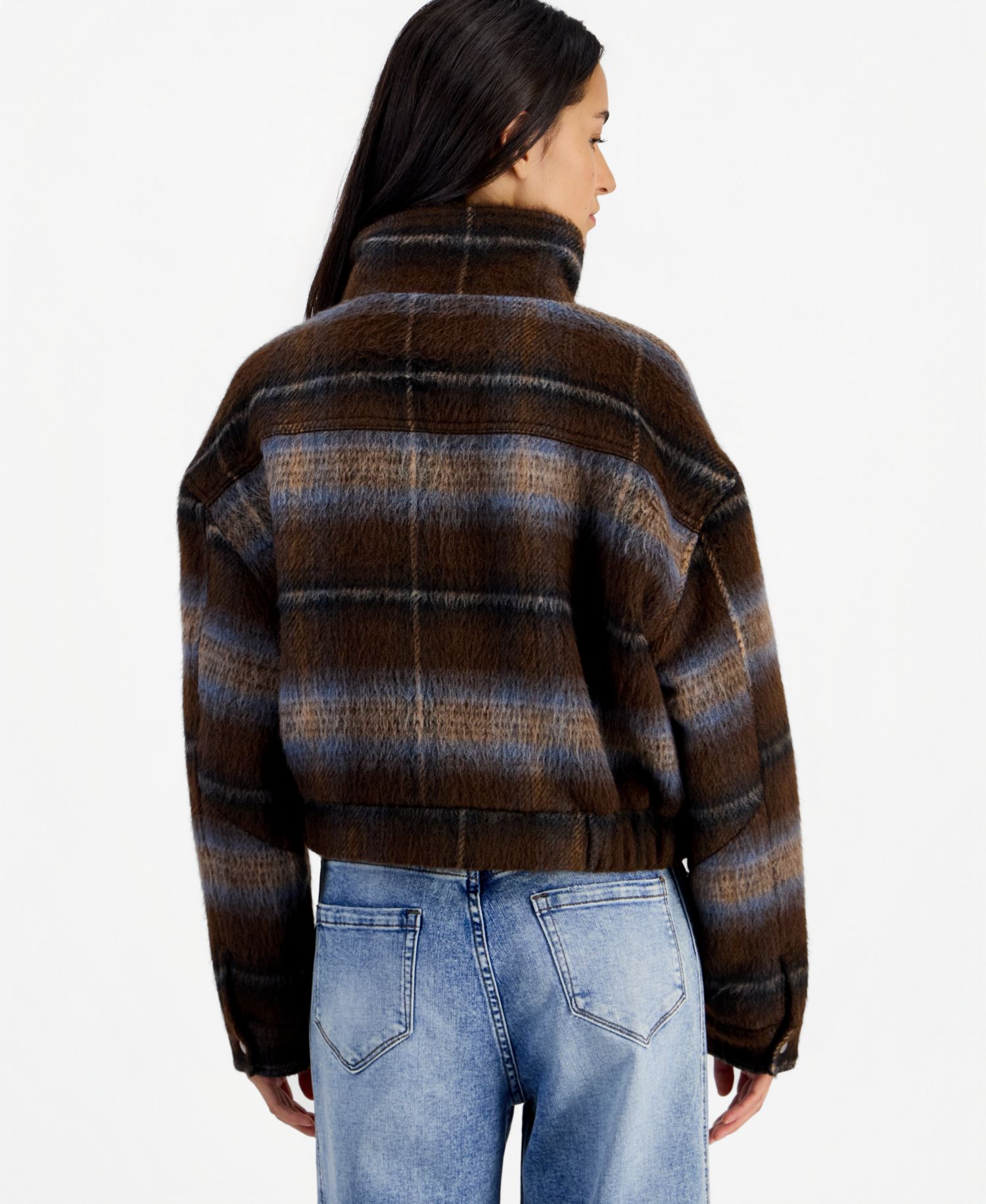 Women's Plaid Corduroy Bomber Jacket