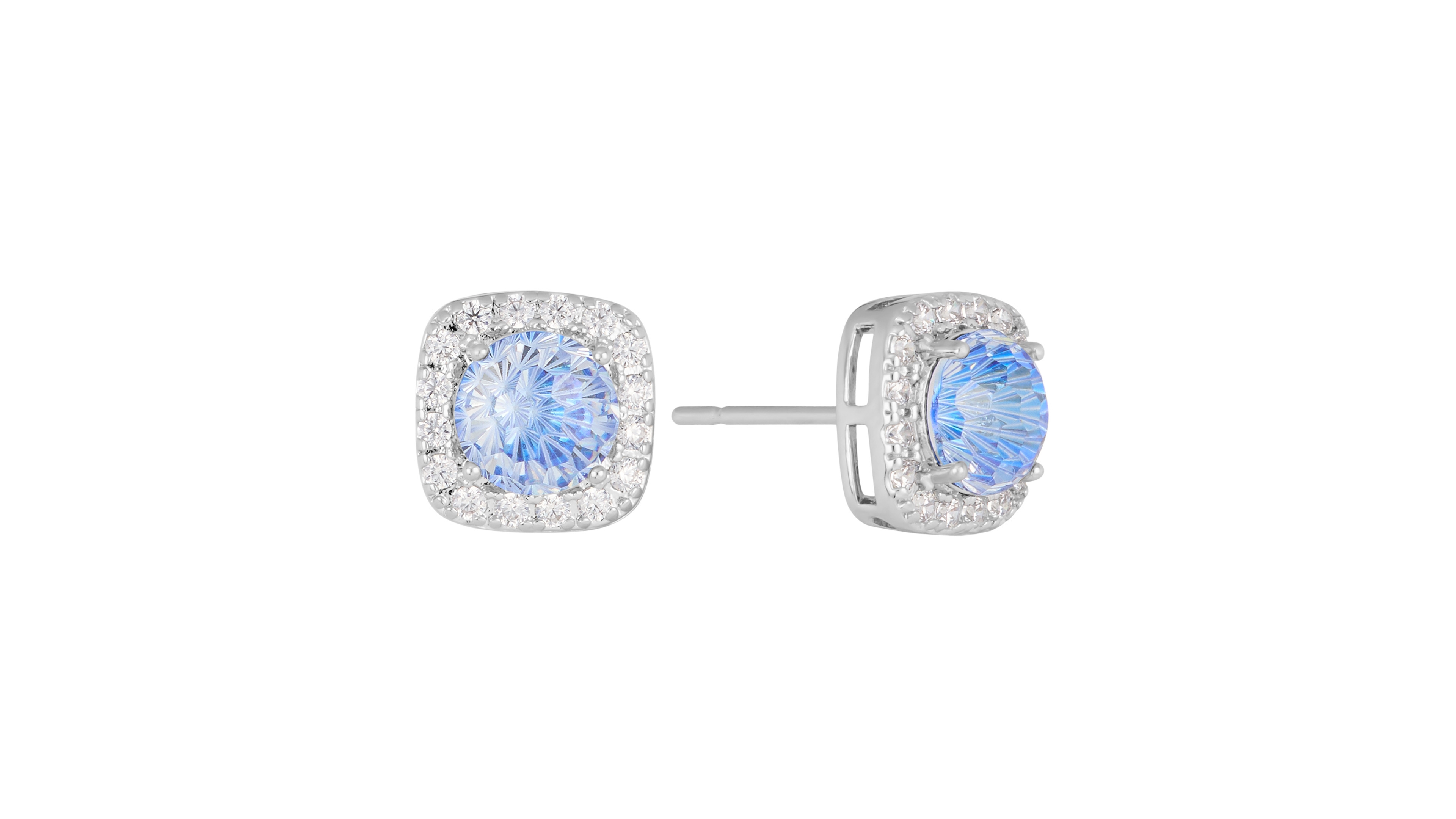 Macy's Sterling Silver Starlight Cubic Zirconia Cushion Halo Stud Earrings