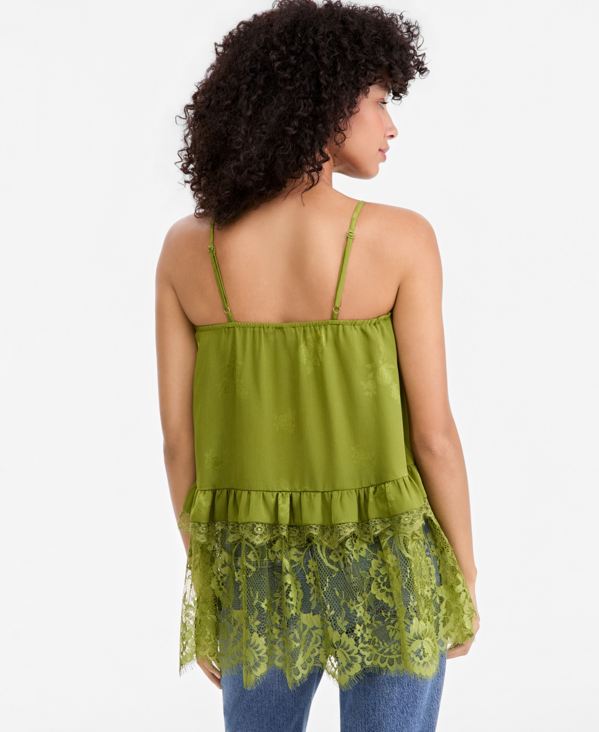 And Now This Women's Lace Trim Long Ruffle-Trim Camisole, Macy's Exclusive