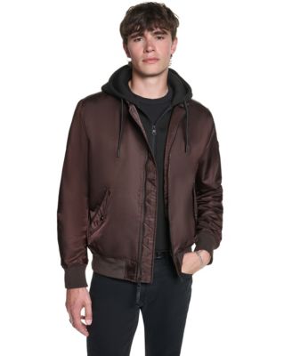 Men's Embroidered Signature Hooded Bomber Jacket