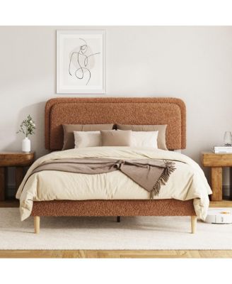 Plush Upholstered Full Platform Bed with Adjustable Headboard