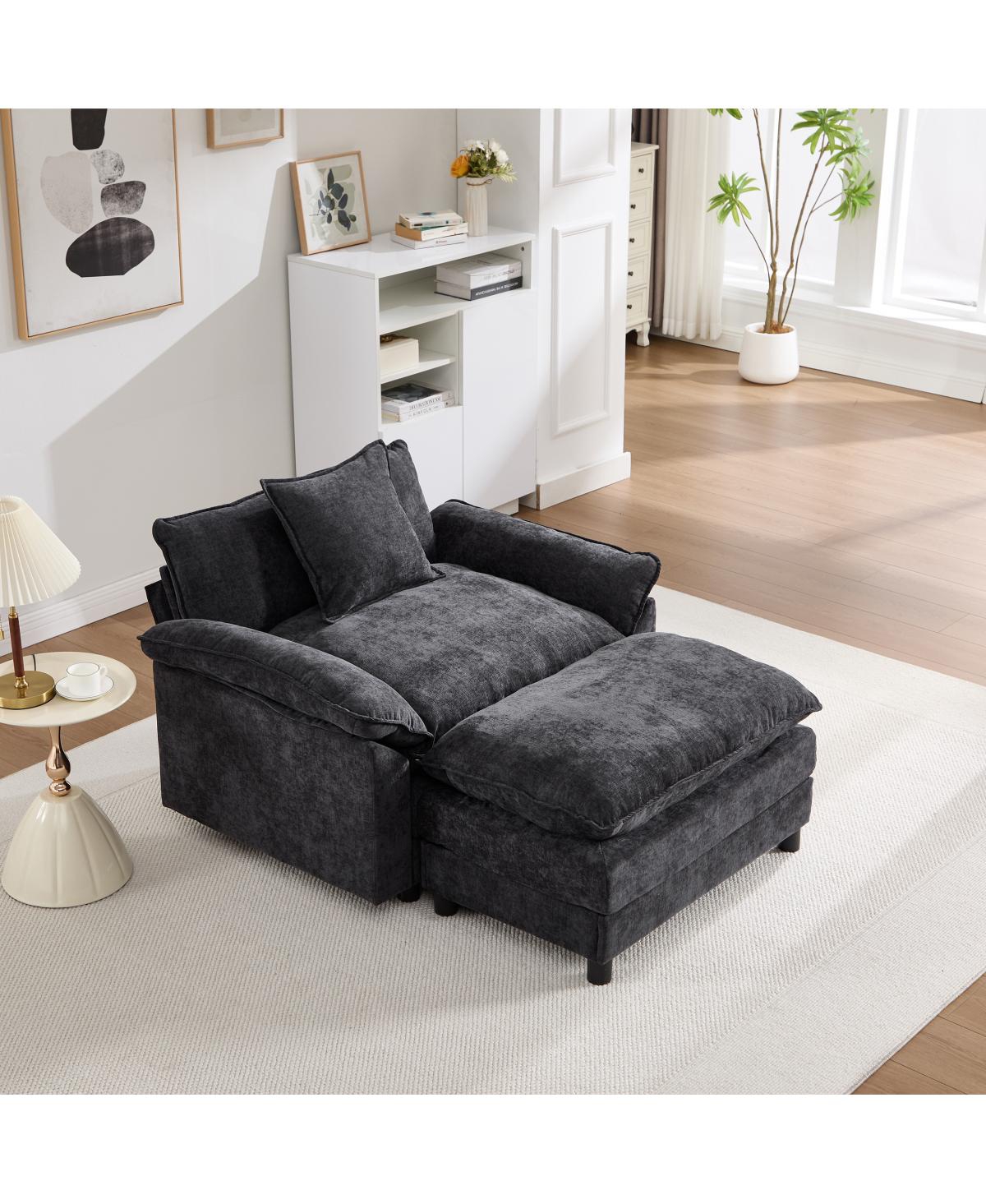 Streamdale Furniture Modern Chenille Accent Chair with Ottoman
