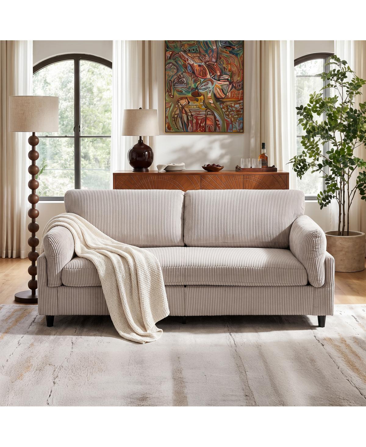 Streamdale Furniture 82.6" Mid-Century Modern Corduroy Loveseat Sofa