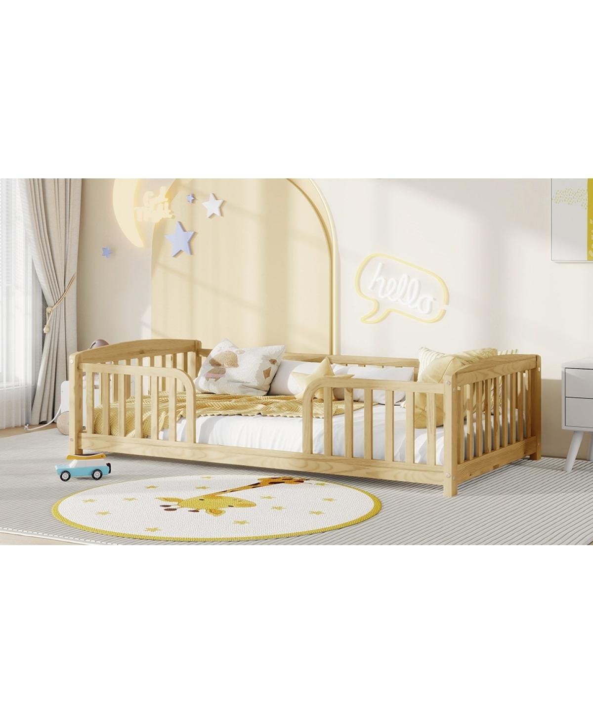 Streamdale Furniture Twin Size Floor Fence Bed with Central Entrance
