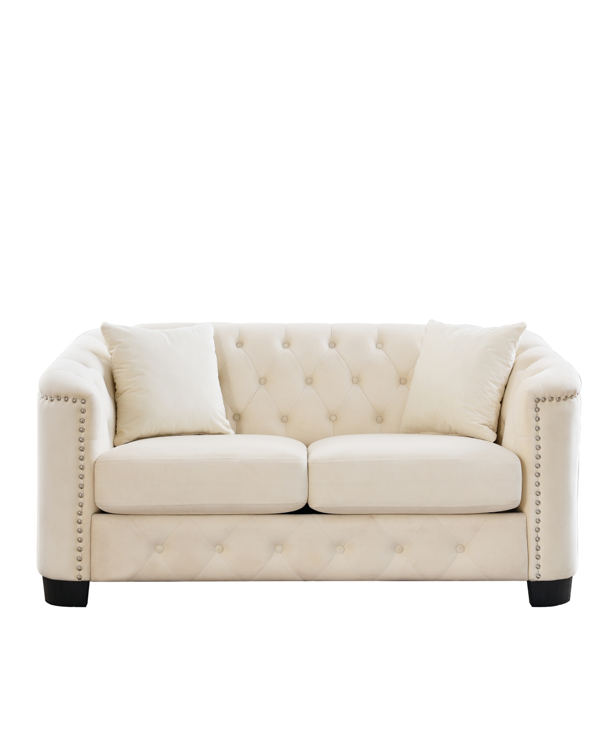 Streamdale Furniture 59-Inch Modern Chesterfield Velvet 2-Seater Sofa with Nailhead Trim