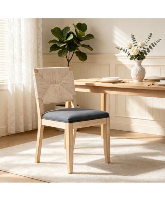   French Country Linen Dining Chairs, Set of 2