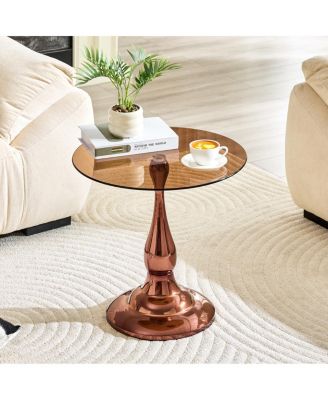 Modern and Glass Round Side Table (19.6" Diameter)