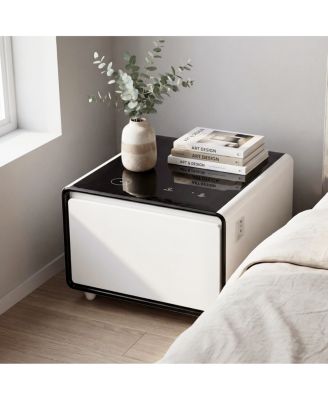 Smart Side Table with Fridge, Wireless Charging, and Power Ports