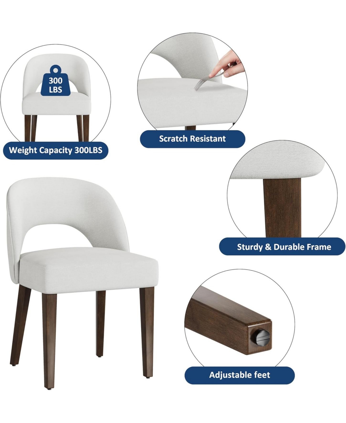 gaomon Modern Dining Chairs Set of 4, Plush Chenille Upholstered Dining Chair Kitchen Chairs, Farmhouse Dinner Chair for Kitchen Dining Room