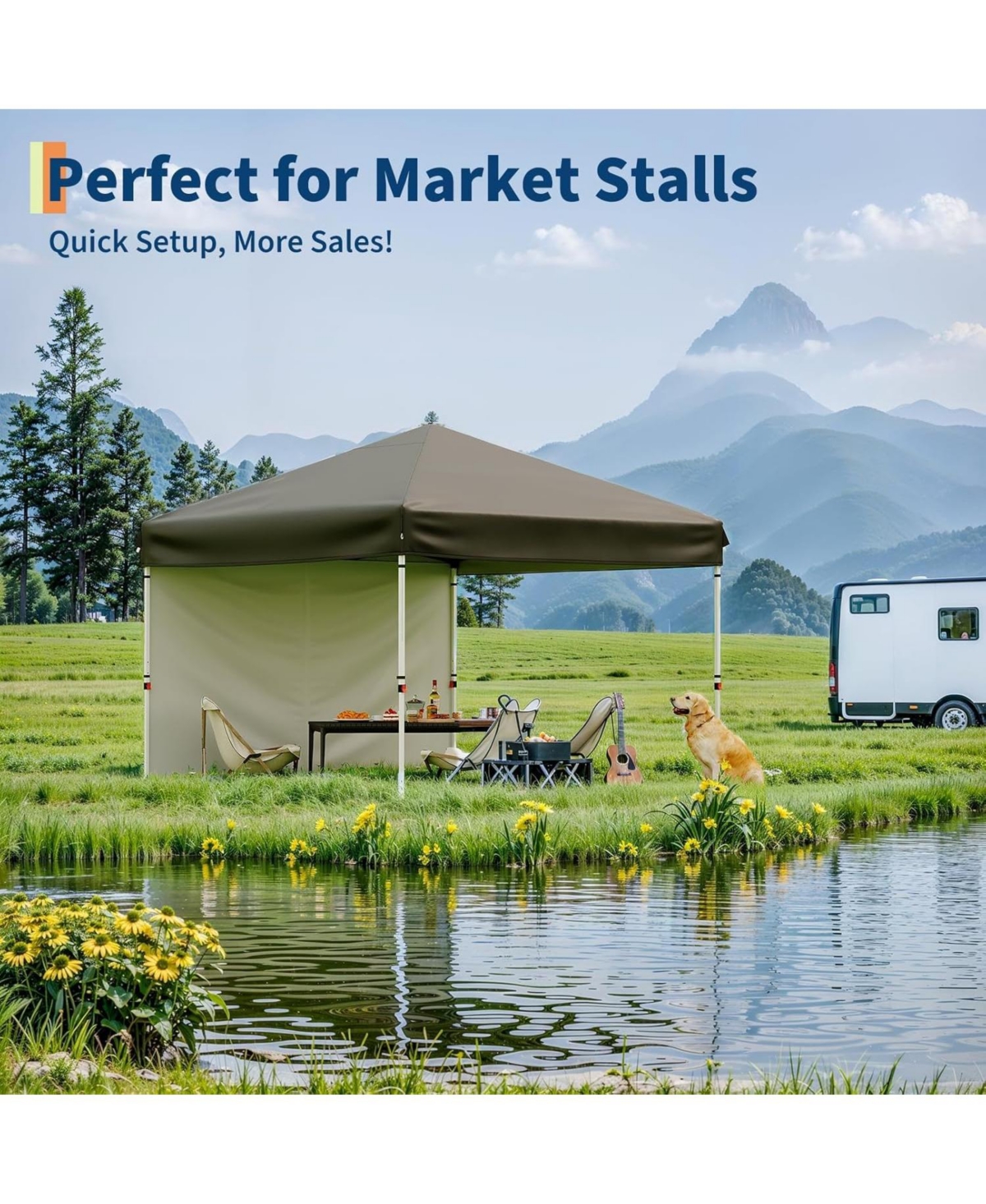 gaomon 10x10 Feet Pop Up Canopy Tent with 1 Removable Sidewall, Heavy Duty Commercial Canopy, with One-Person Setup, Upf 50+ Waterproof