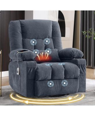 Massage Swivel Rocker Recliner with Heat, Vibration, and USB Port