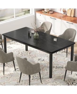 70.8" Industrial Dining Table for 6-8 with Metal Legs & Load Bars