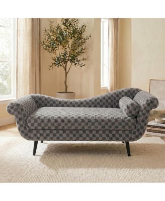 Streamdale Classic Diamond Pattern Fabric Sofa with Elegant Scroll Arms