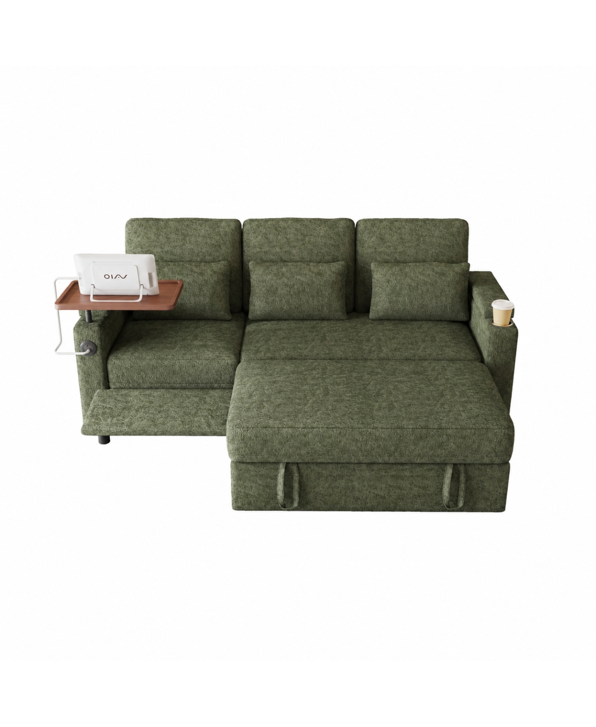 Streamdale Furniture 81" 3-in-1 Foldable Sofa Bed with Usb Ports, Storage Armrests and Table Board
