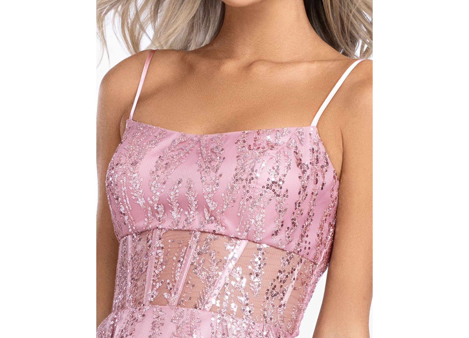 Juniors' Square Neck Fit-And-Flare Glitter Mini Dress