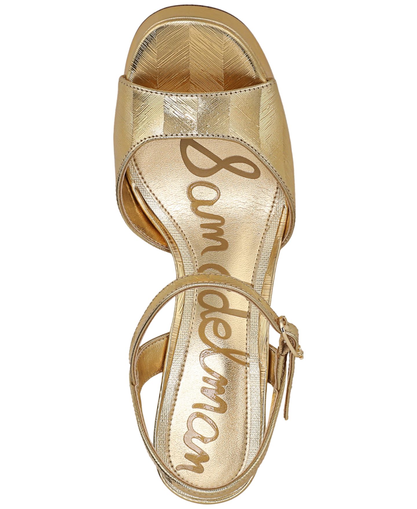 Женские сандалии Sam Edelman Fleur Strappy, цвет: Янтарный золотой кожаный — фото 4