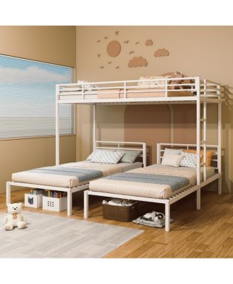 Triple Metal Bunk Bed for 3 Kids, Separates into 3 Twin Beds