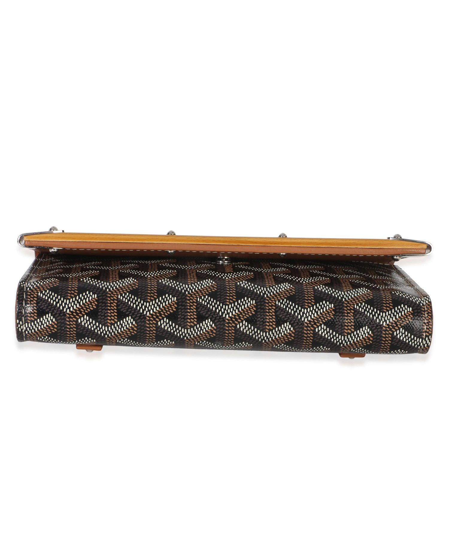 Pre-Owned Goyard Gold Black Goyardine Monte Carlo Mini Clutch