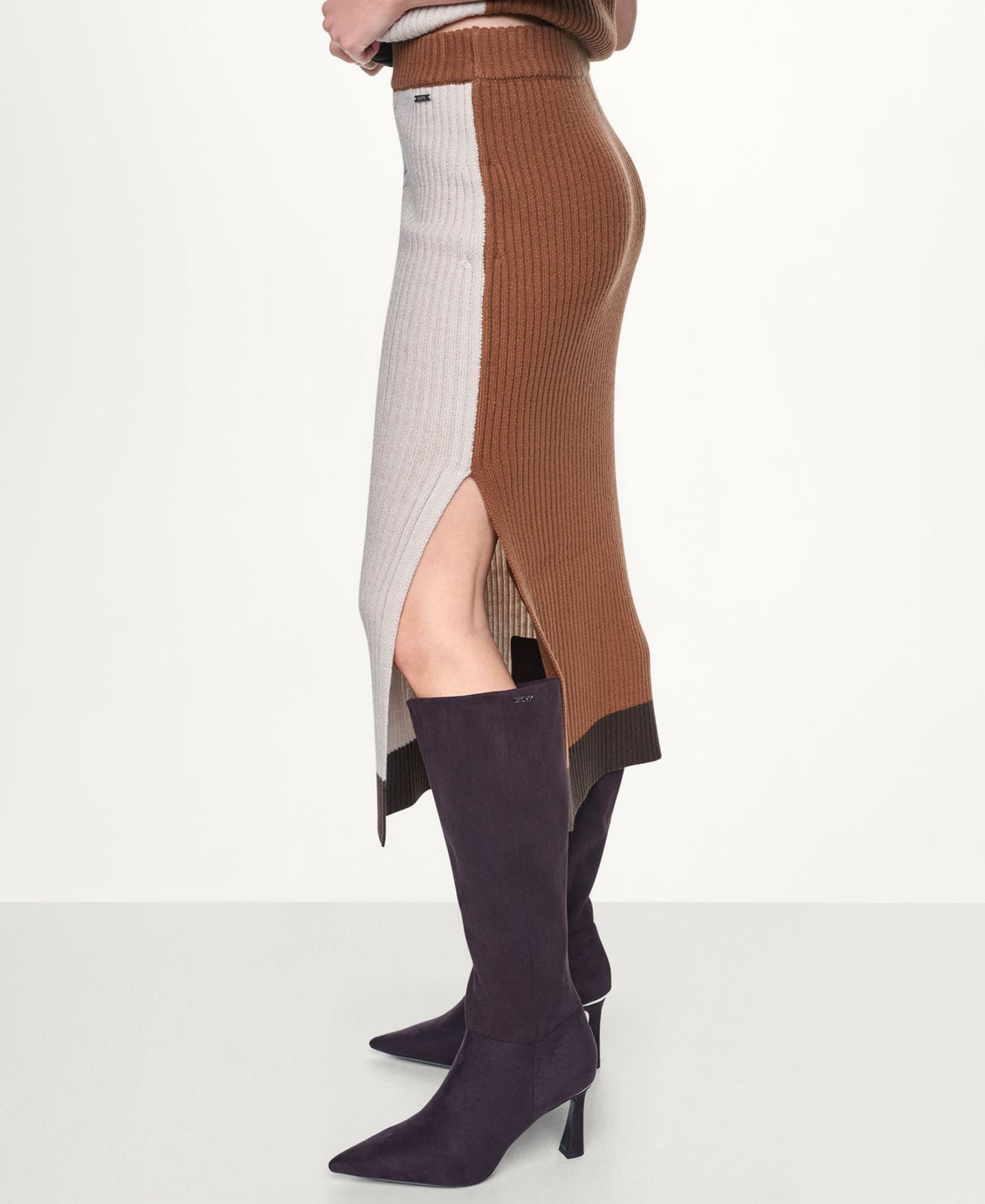 Женская юбка DKNY Jeans Color Block Ribbed Midi Pencil, цвет: Меланжевый — фото 4