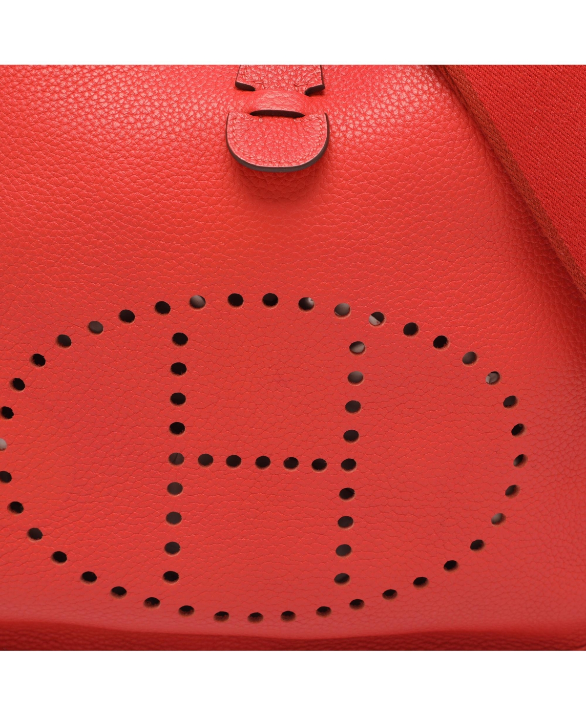 Pre-Owned HERMES women's Evelyne Iii Gm Rouge Tomate Taurillon Clemence Leather Shoulder Bag
