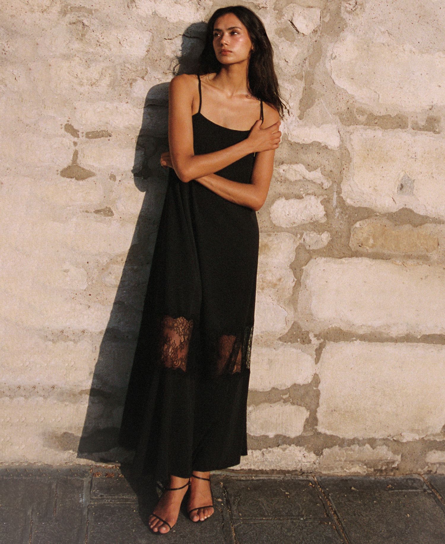 Women's Quinn Crepe Lace Sleeveless Maxi Dress