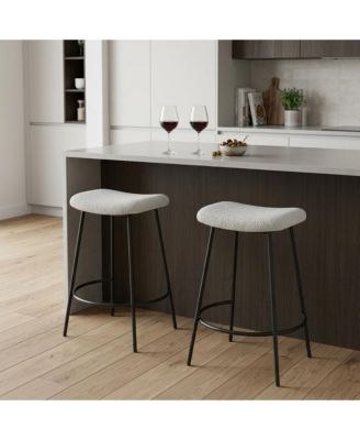 Set of Two 26" Fabric and Metal Backless Counter Height Bar Chairs