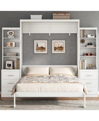 Full Size Murphy Bed with Storage Shelves and Drawers