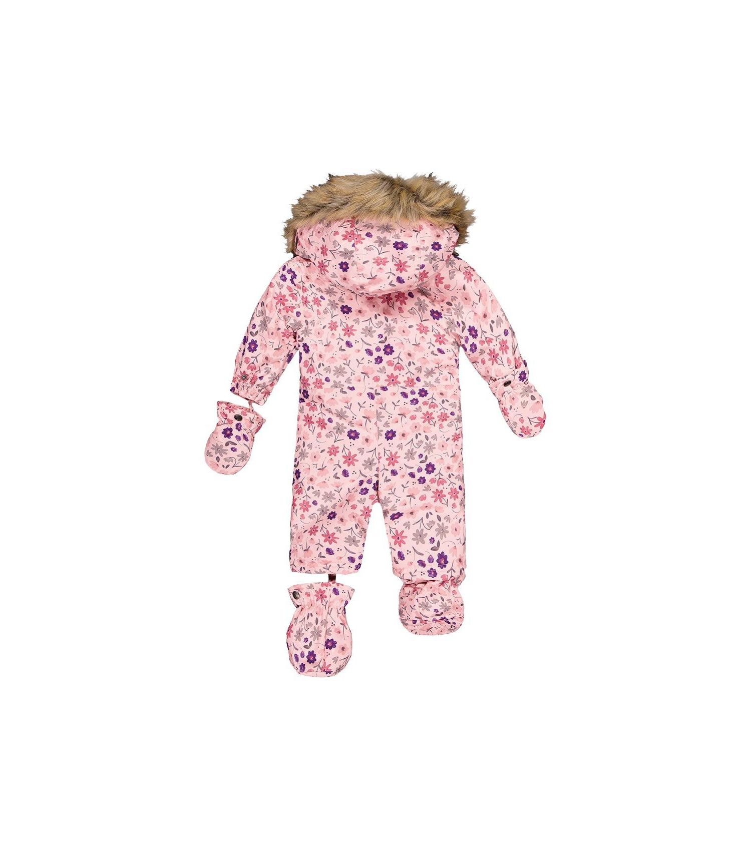 Baby Girl ( 6M to 24 M ) One Piece Snowsuit Adapted for Car Seats Mini Flower Print