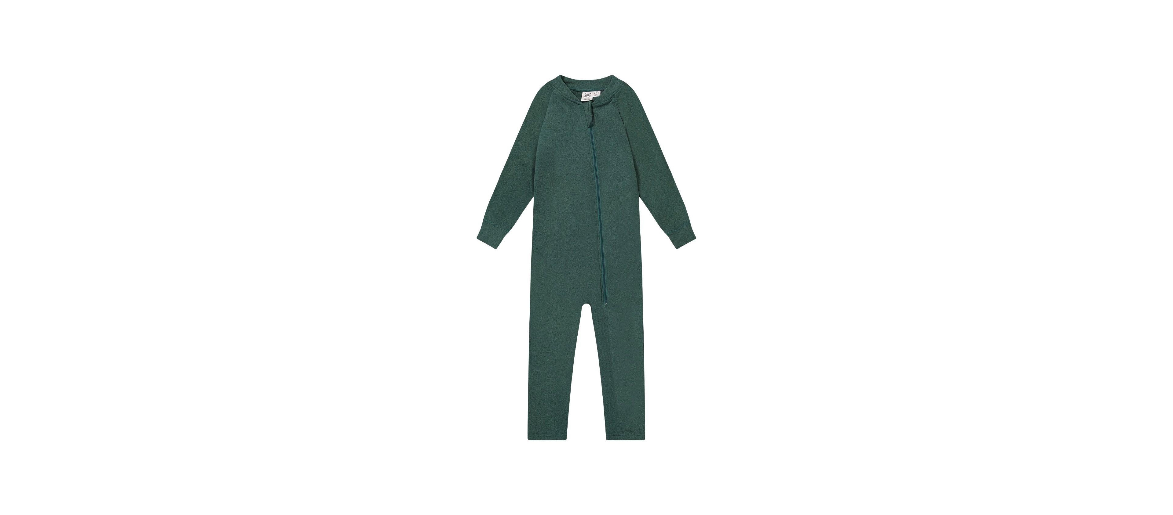 Deux par Little and Big Unisex (size 6 to 14 ) One Piece Thermal Underwear Sage