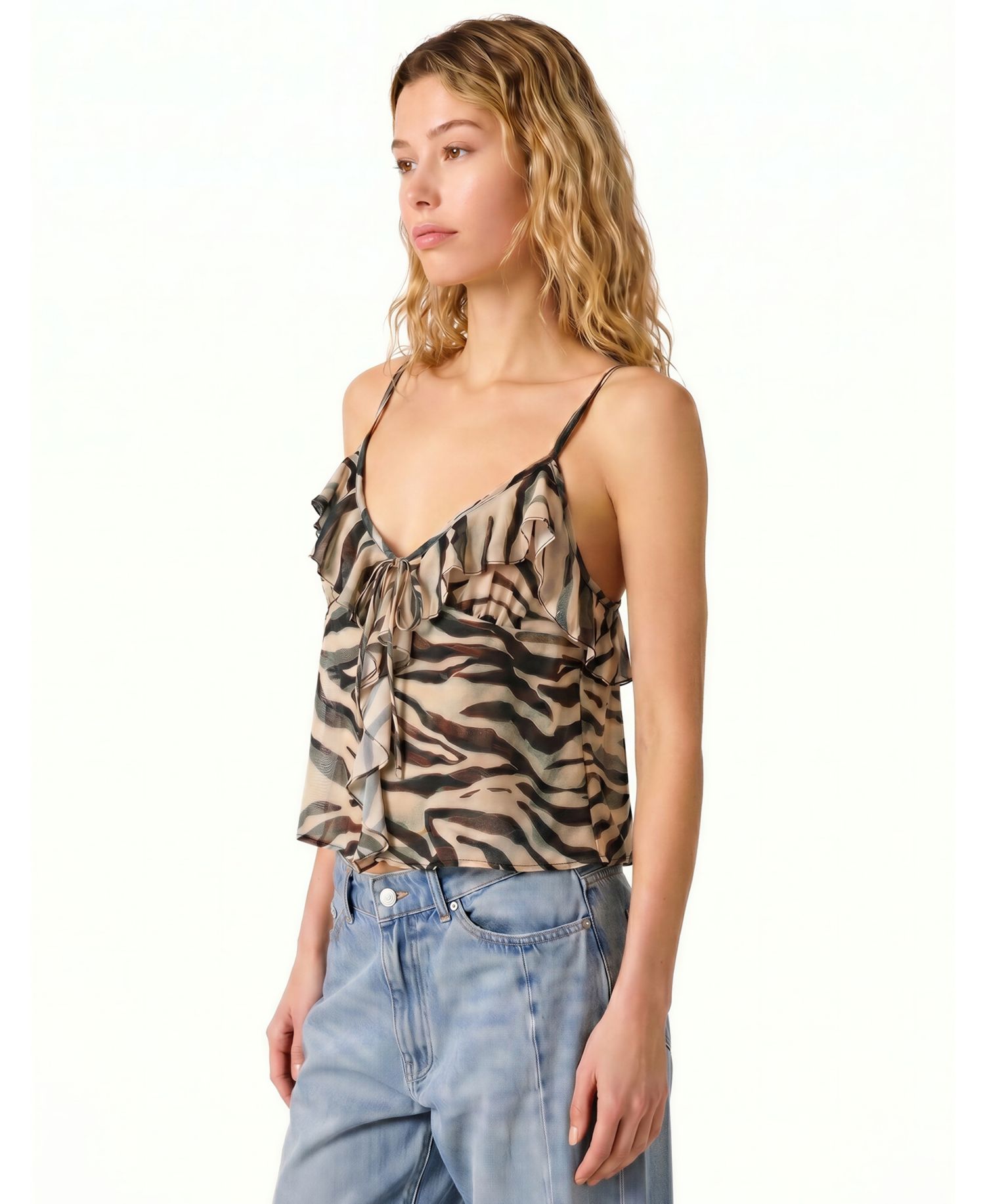 Women's Zebra Mesh Sleeveless Top