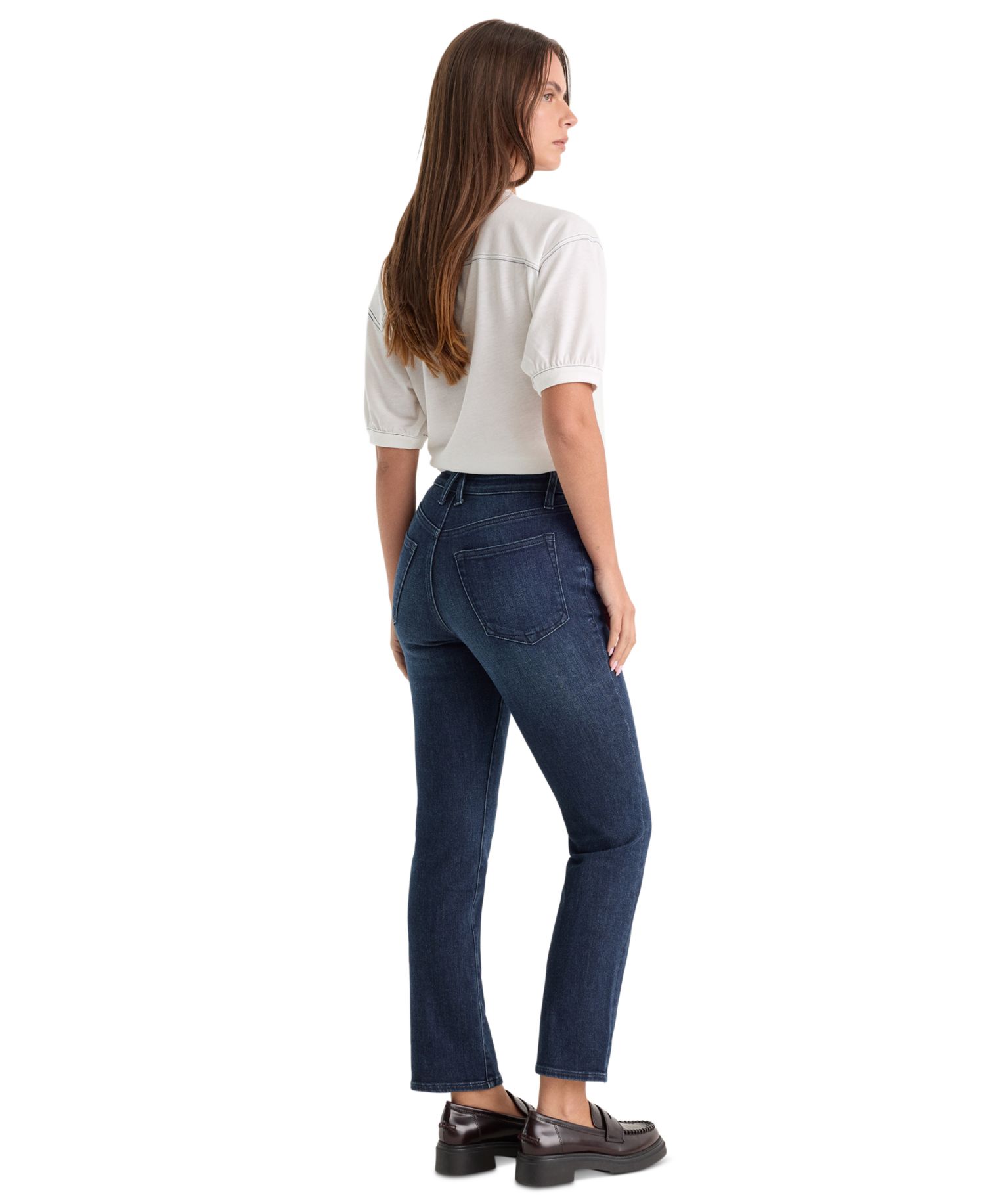 Petite Mid-Rise Straight Ankle Jeans