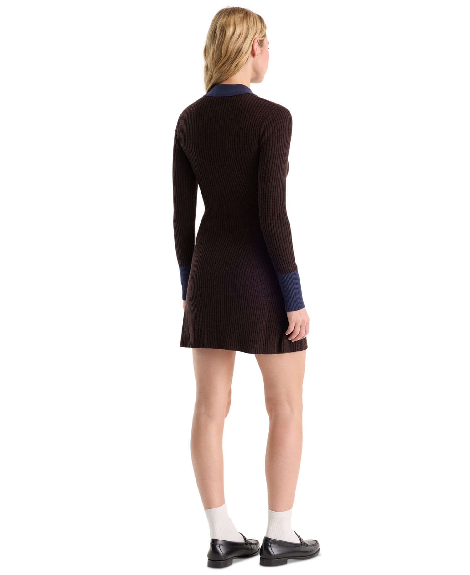 Women's Collared Long-Sleeve Sweater Dress