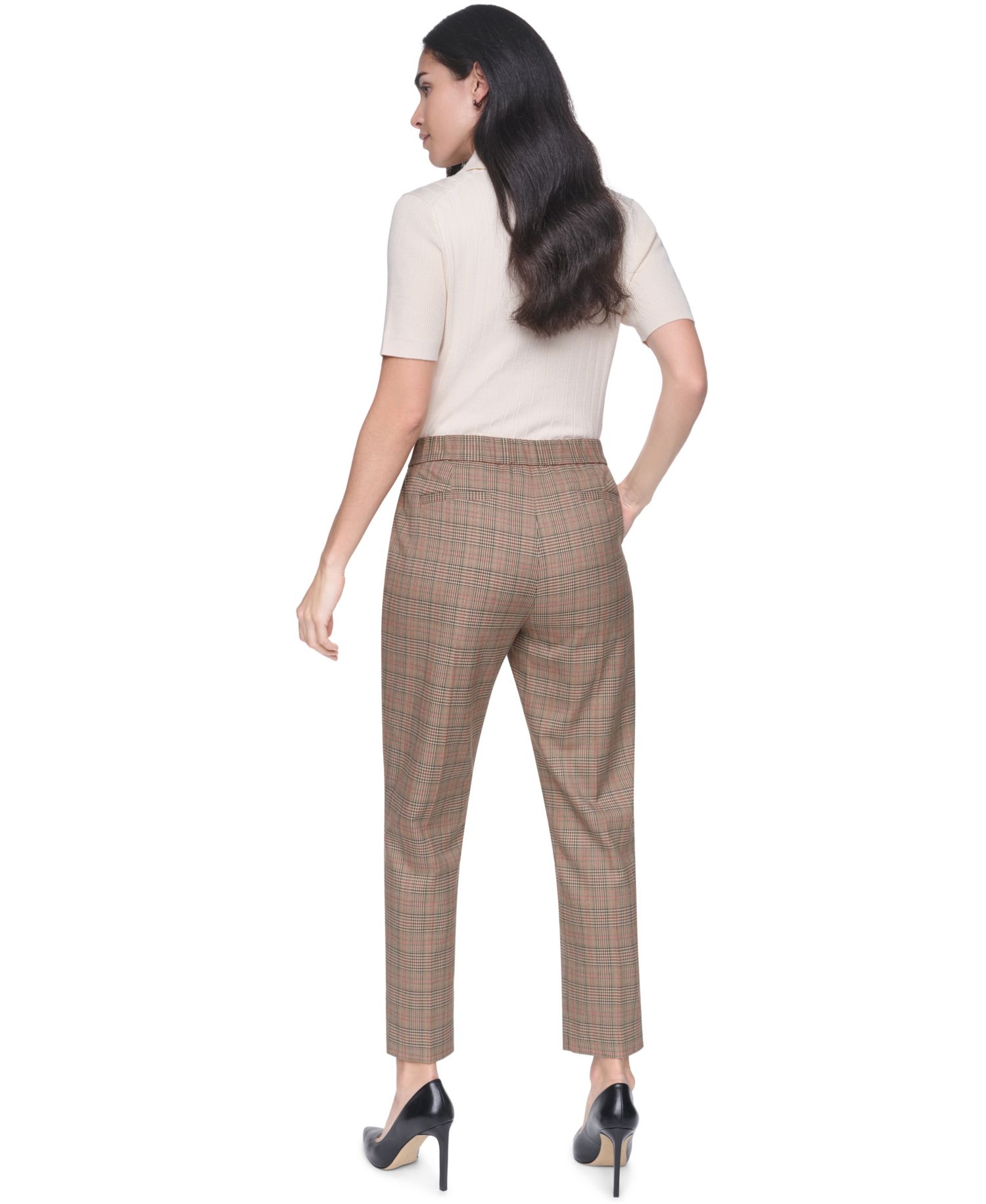 Women's Plaid Mid-Rise Ankle Pants