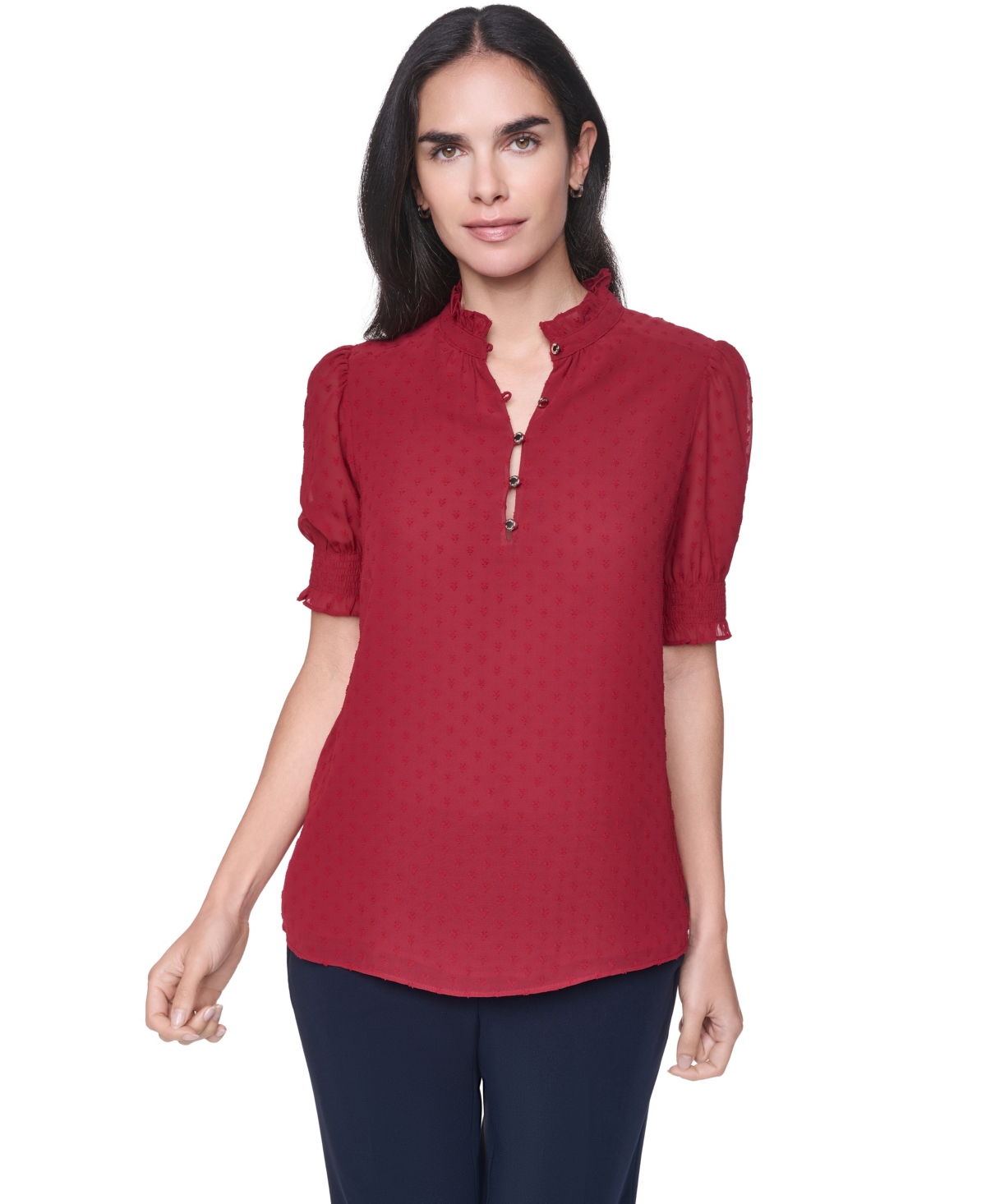 Tommy Hilfiger Women's Clip Dot Mock Neck Popover Top