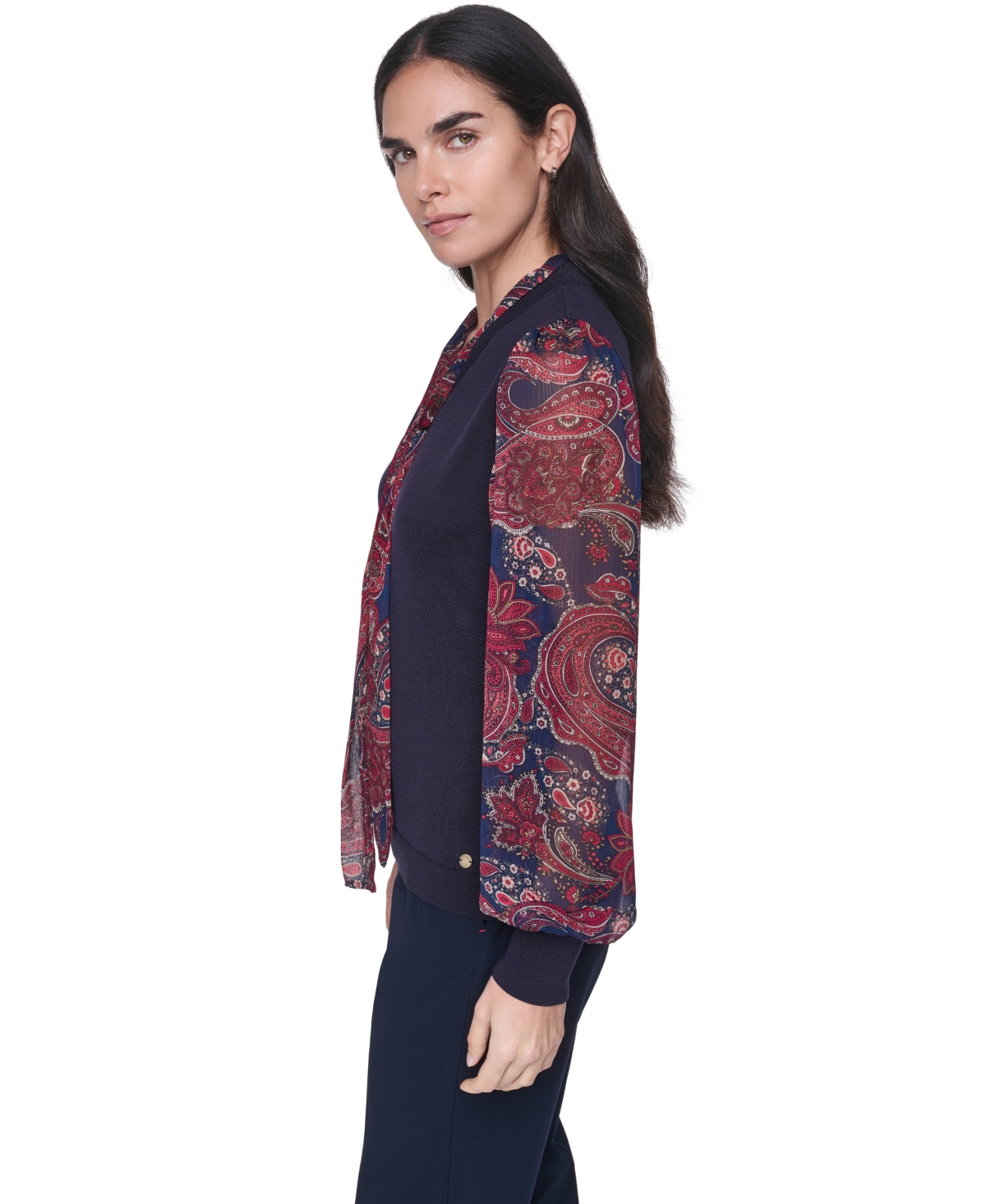 Tommy Hilfiger Women's Paisley V-Neck Sweater