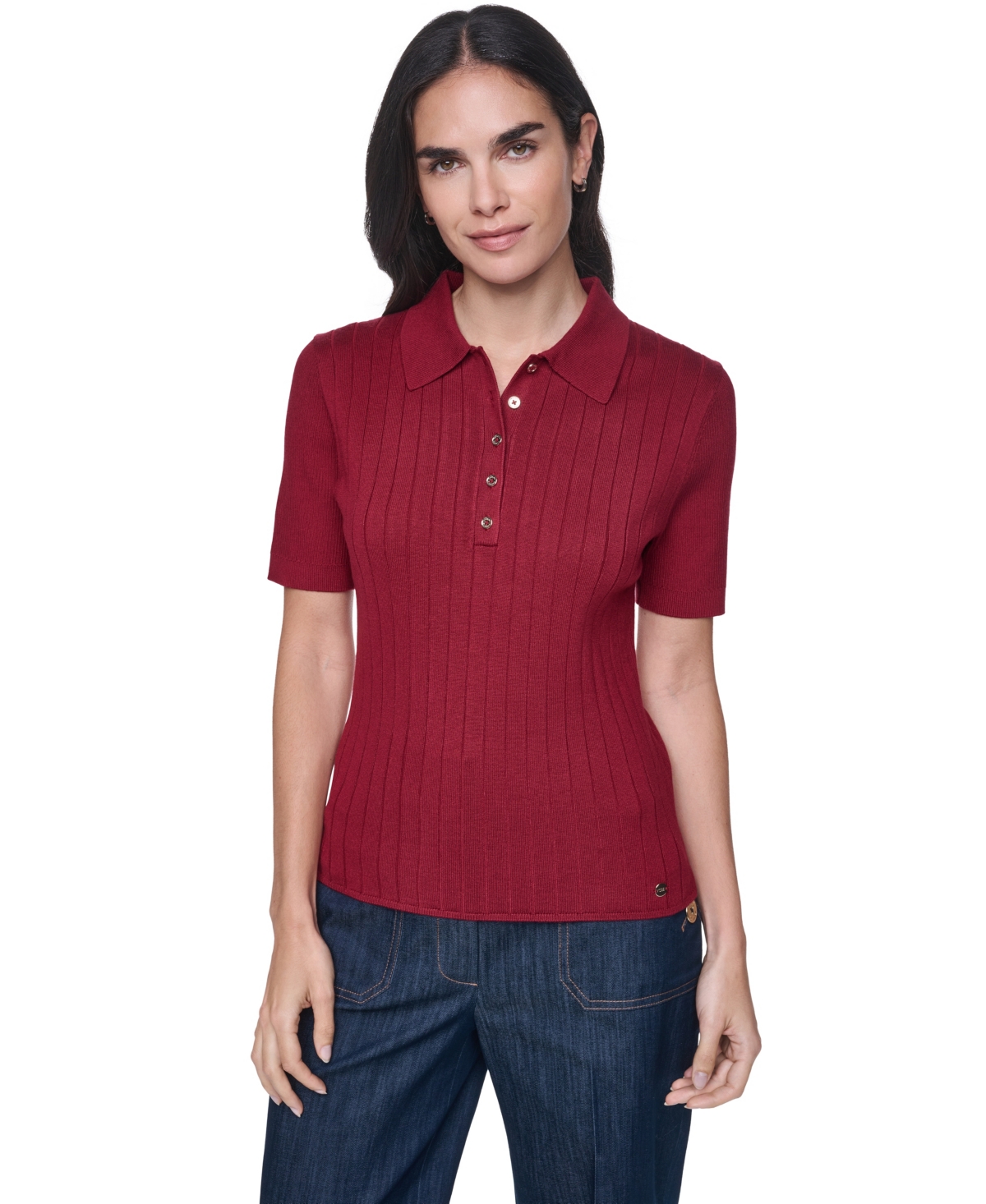 Tommy Hilfiger Women's Short-Sleeve Polo Sweater