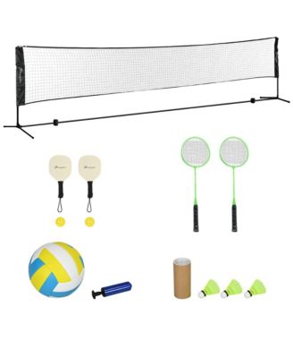 Adjustable Outdoor Game Set with Net for Badminton, Volleyball, Pickleball, Beach and Driveway Fun