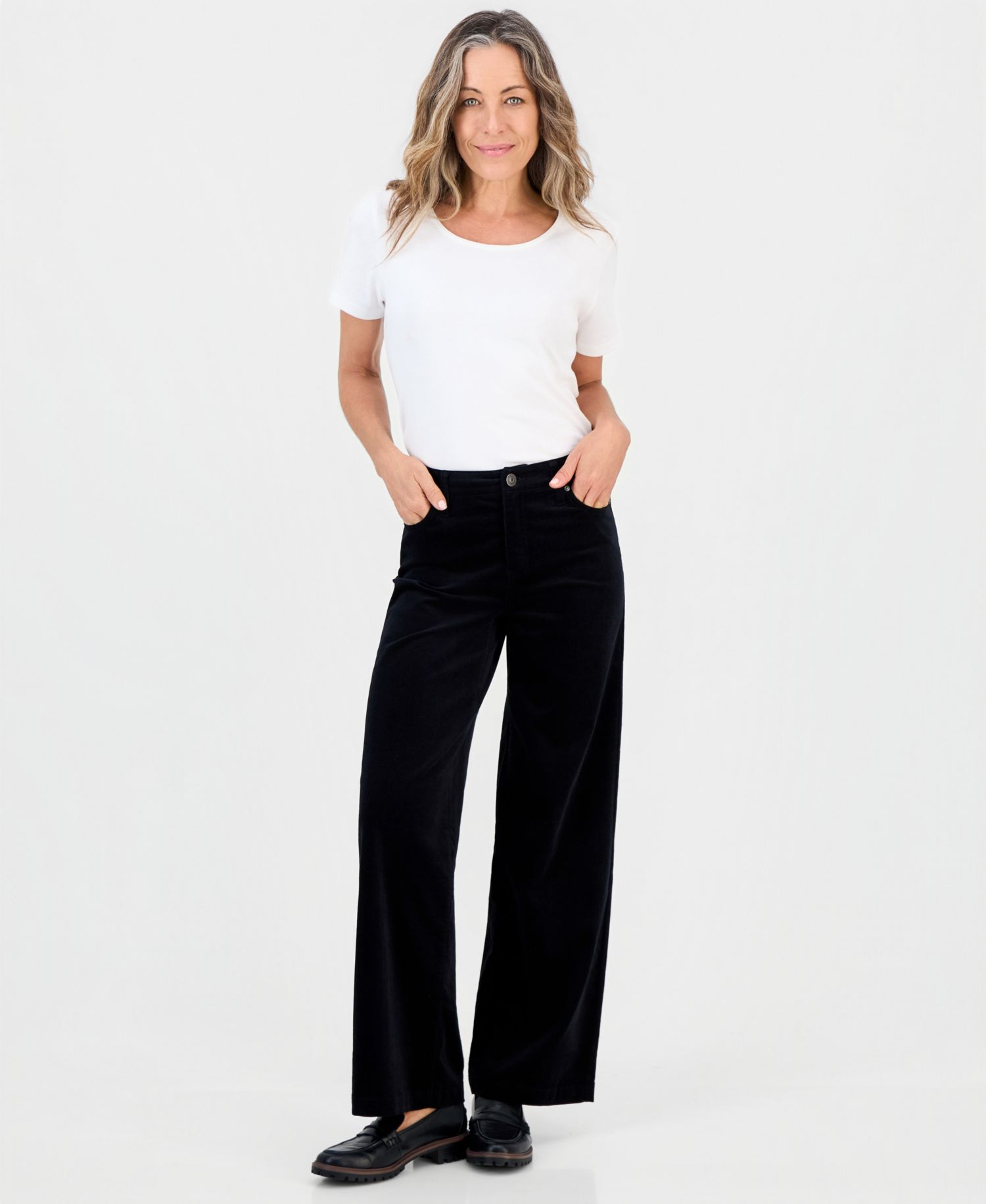 Petite Corduroy High-Waisted Wide-Leg Pants, Macy's Exclusive