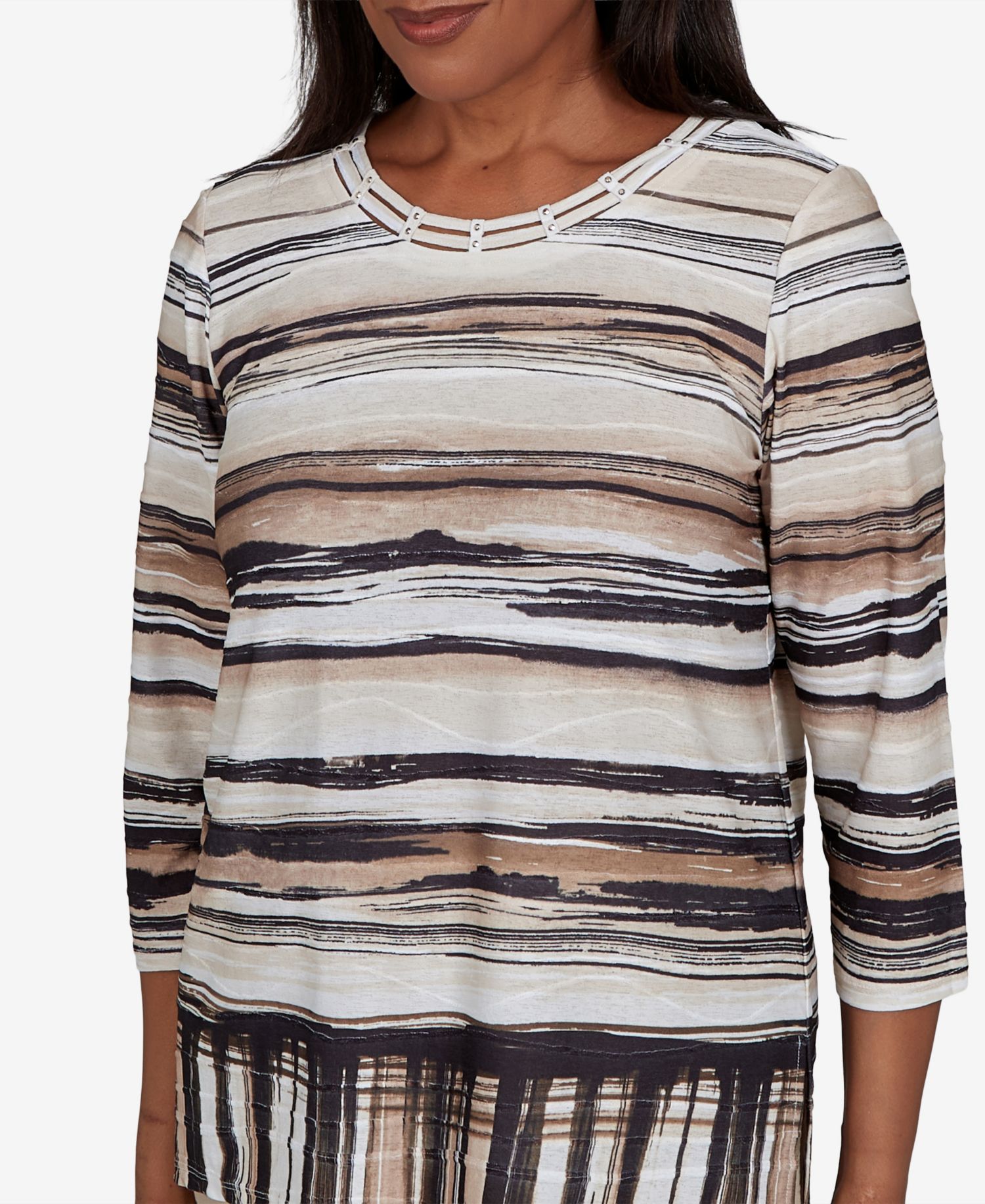 Women's Travel Advisory Scratched Stripes Knit Top