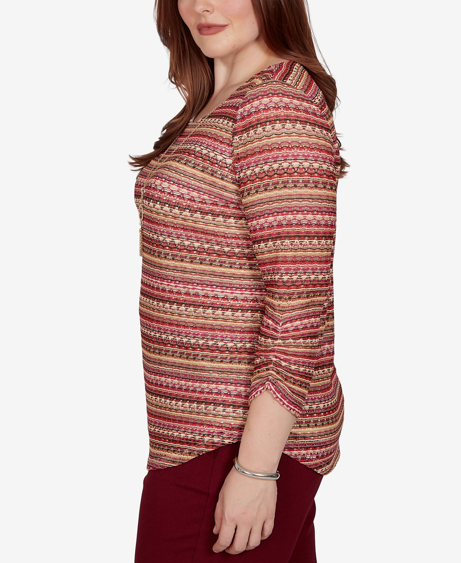 Women's Union Square Spacedye Biadere Stripe Top With Necklace