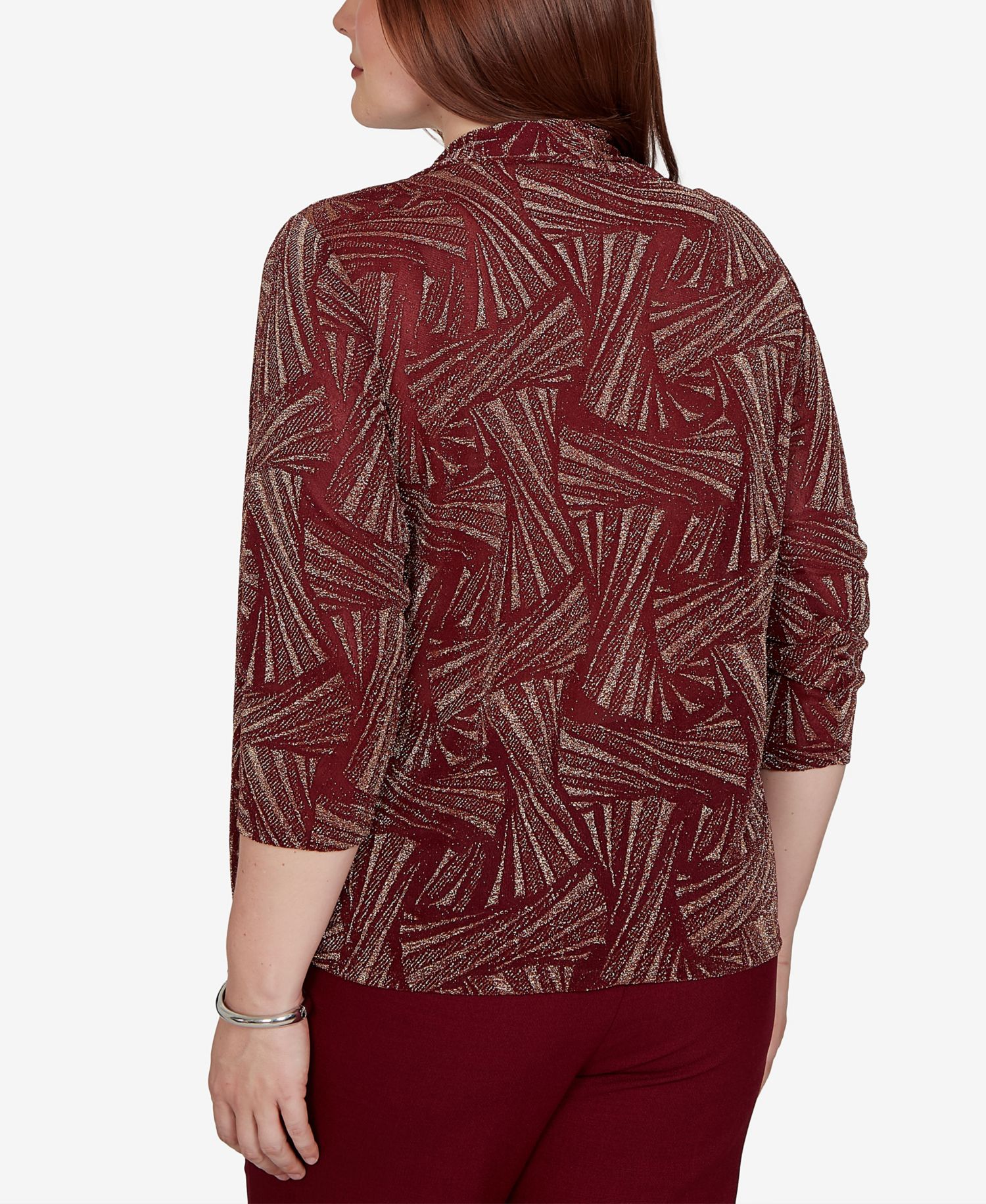 Women's Union Square Shimmer Abstract Two In One Top With Necklace