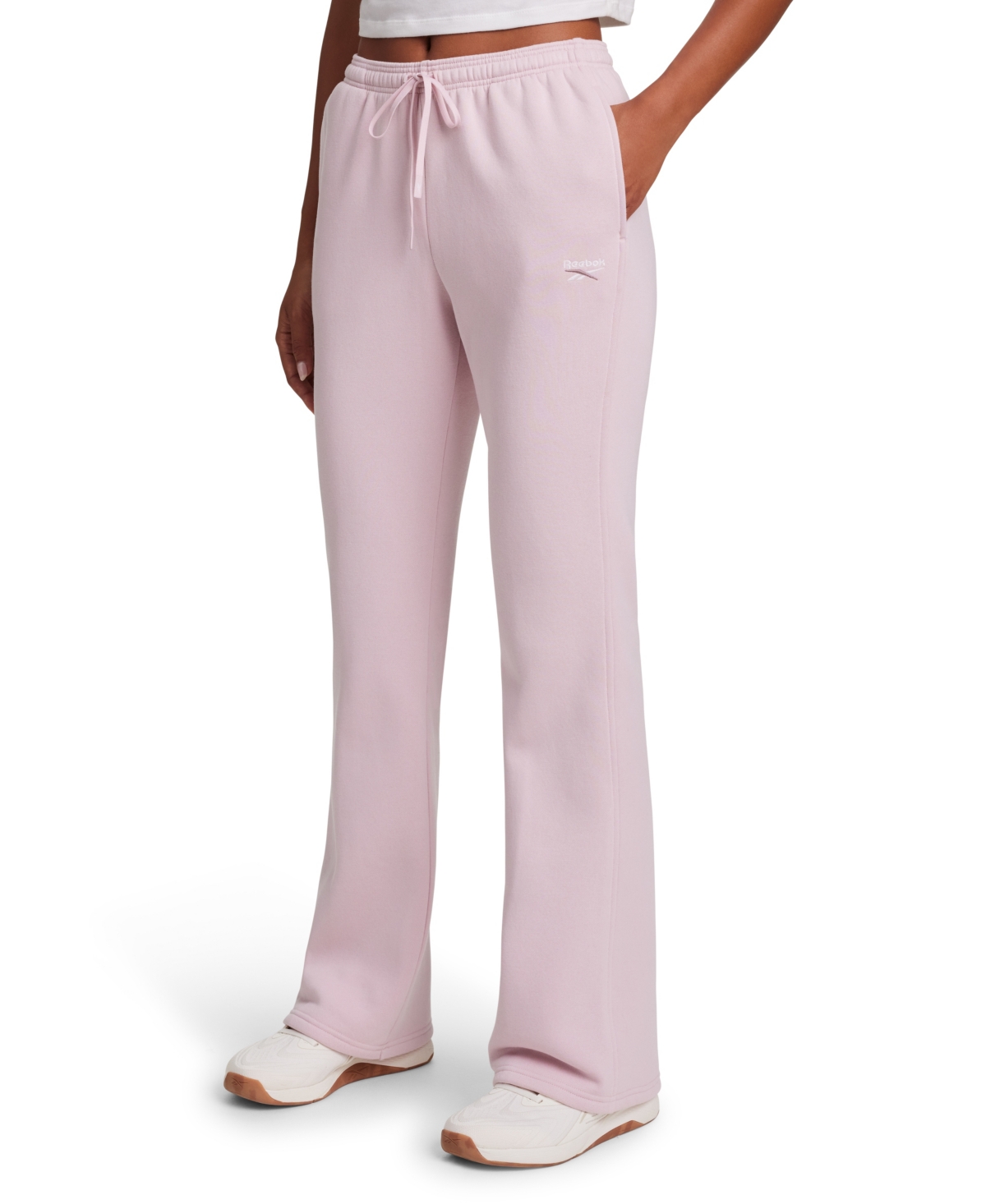 Reebok Women's Small Logo Mid-Rise Flare Pants