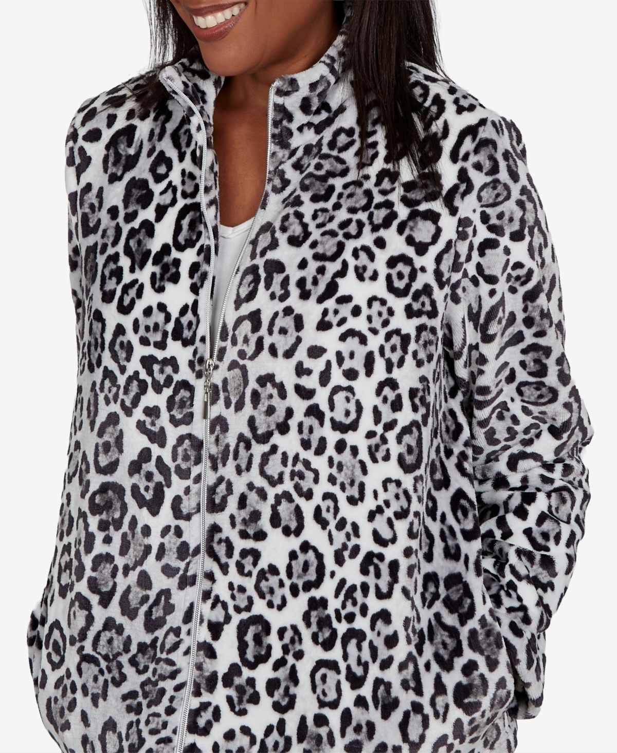 Alfred Dunner Women's Classic Cozy Animal Print Knit Jacket