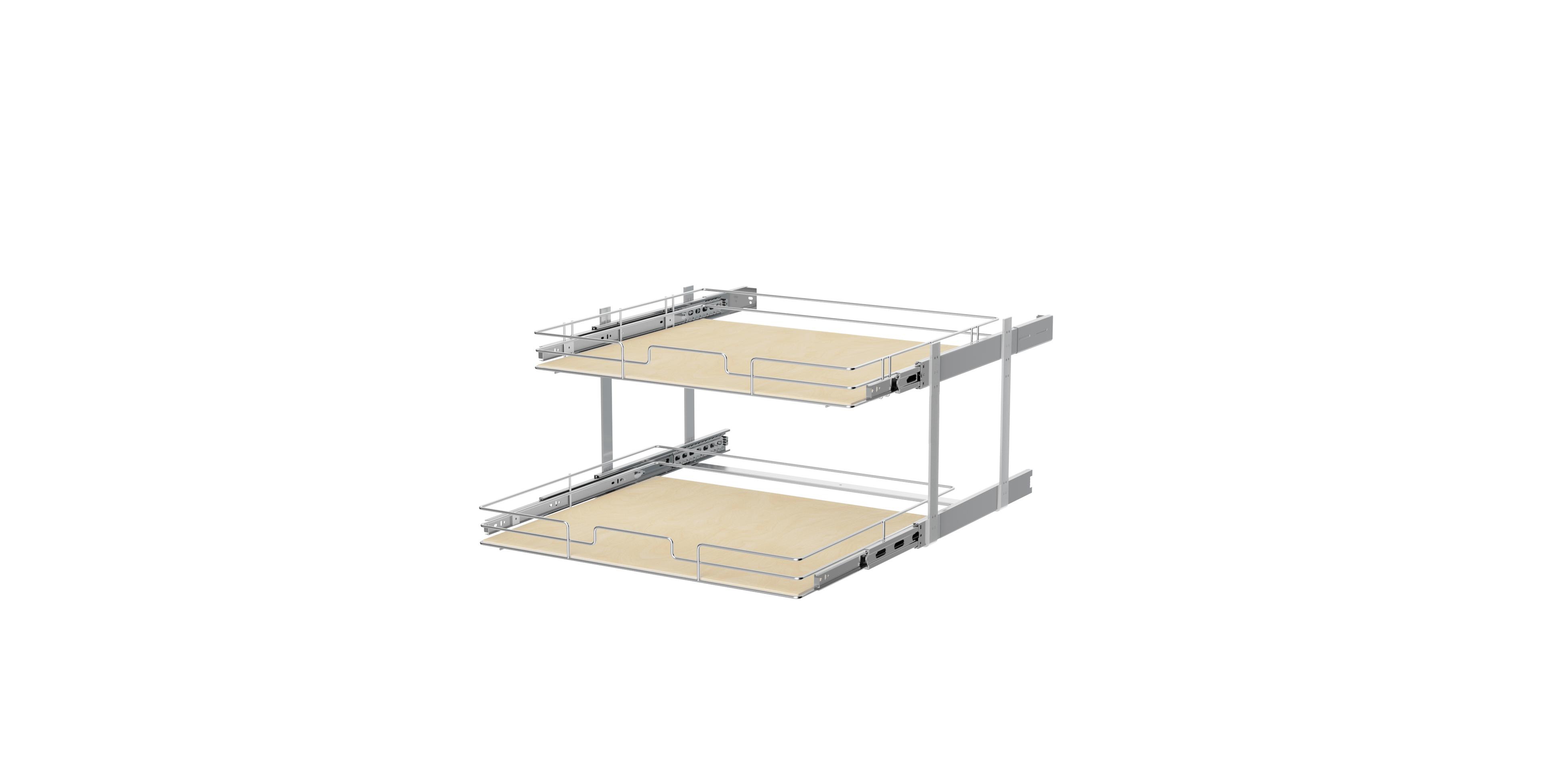 Lovmor 2 Tier Individual Pull Out Cabinet Organizer D Slide Wood Shelves Storage for Kitchen