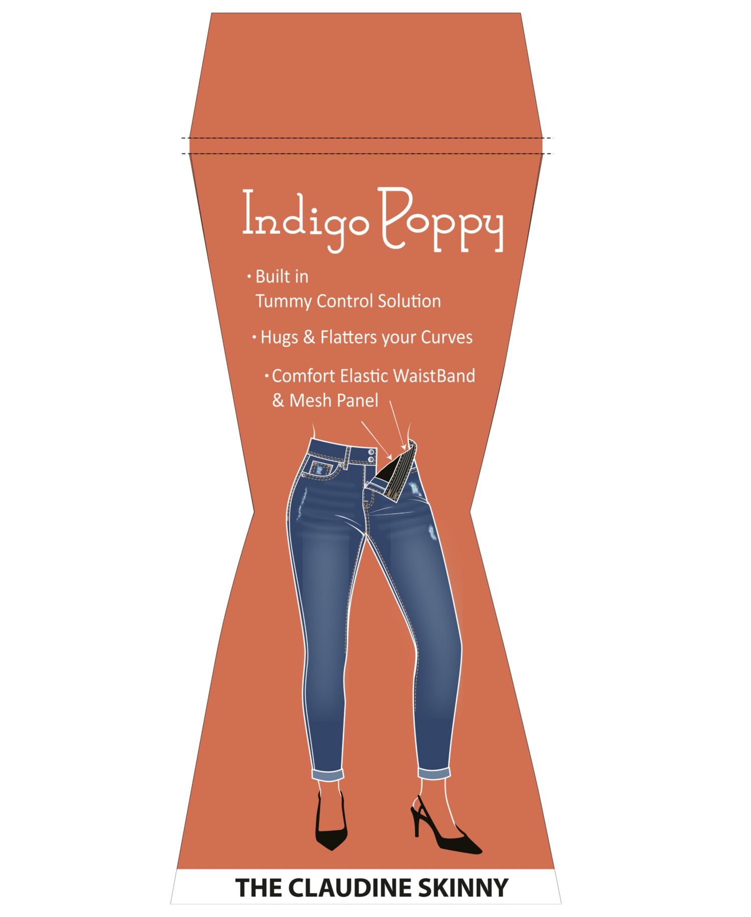 Women's Two Button Tummy Tuck High Rise Roll Cuff Skinny