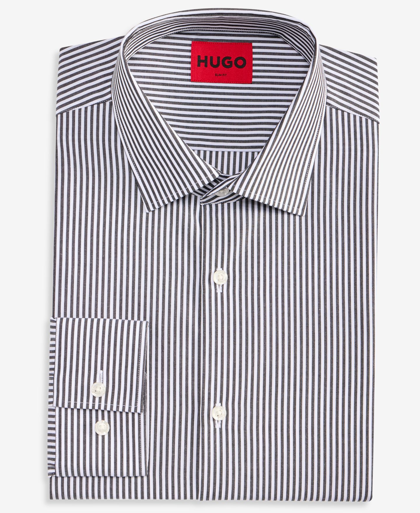 Мужская рубашка Hugo Boss HUGO by Valerio Modern-Fit Patterned Dress Shirt, цвет: Чёрный — фото 4
