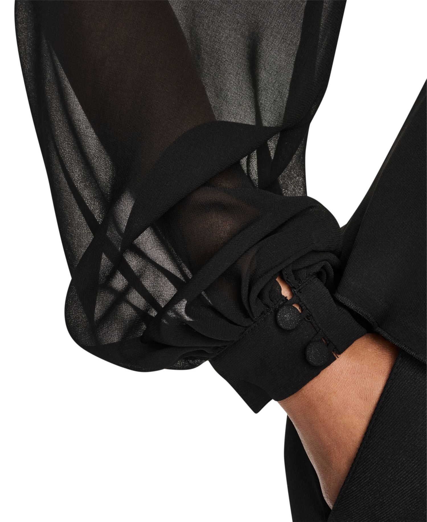 Women's Tie Neck Peplum Long-Sleeve Blouse