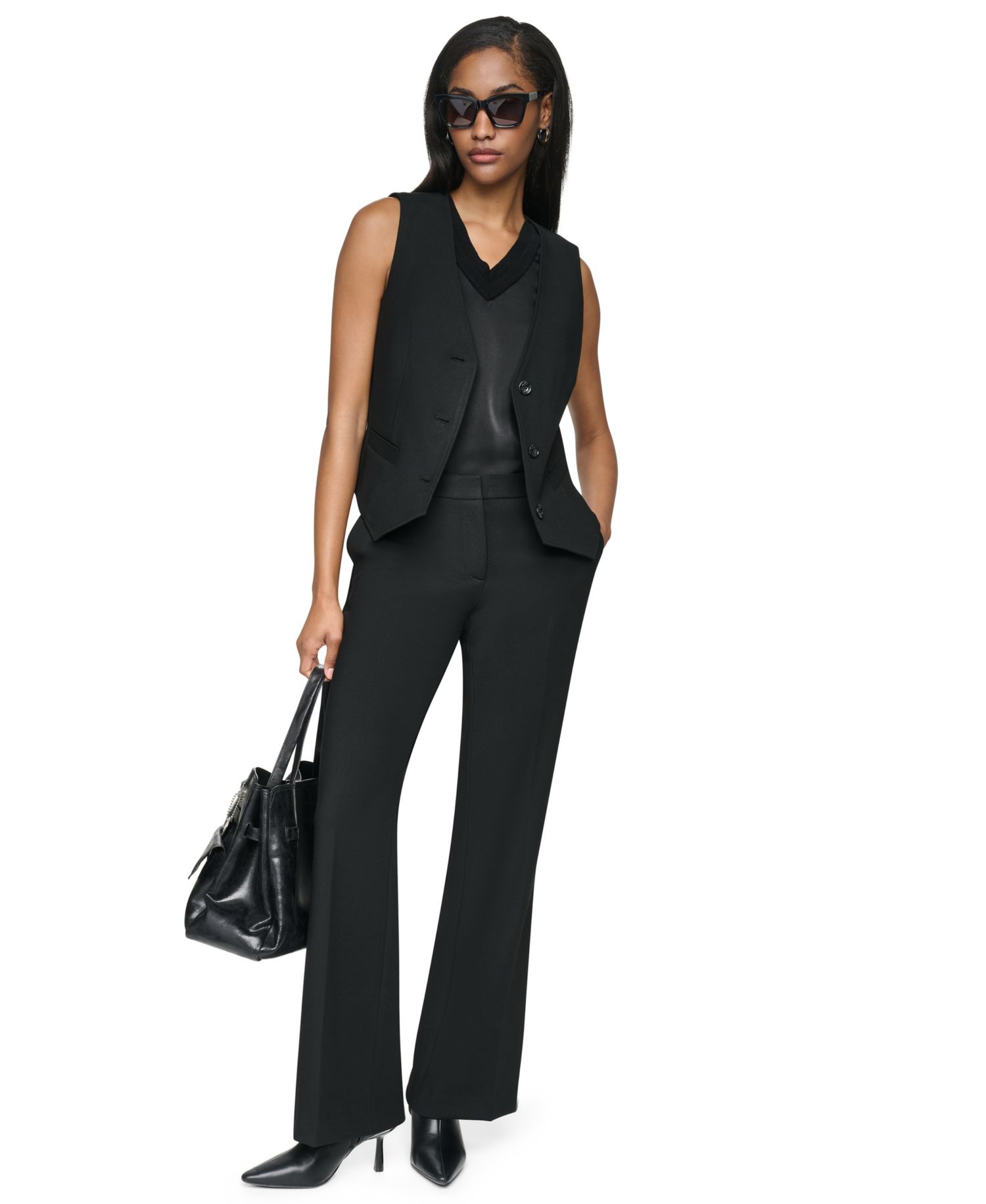 Women's Double Weave V-Neck Fitted Vest