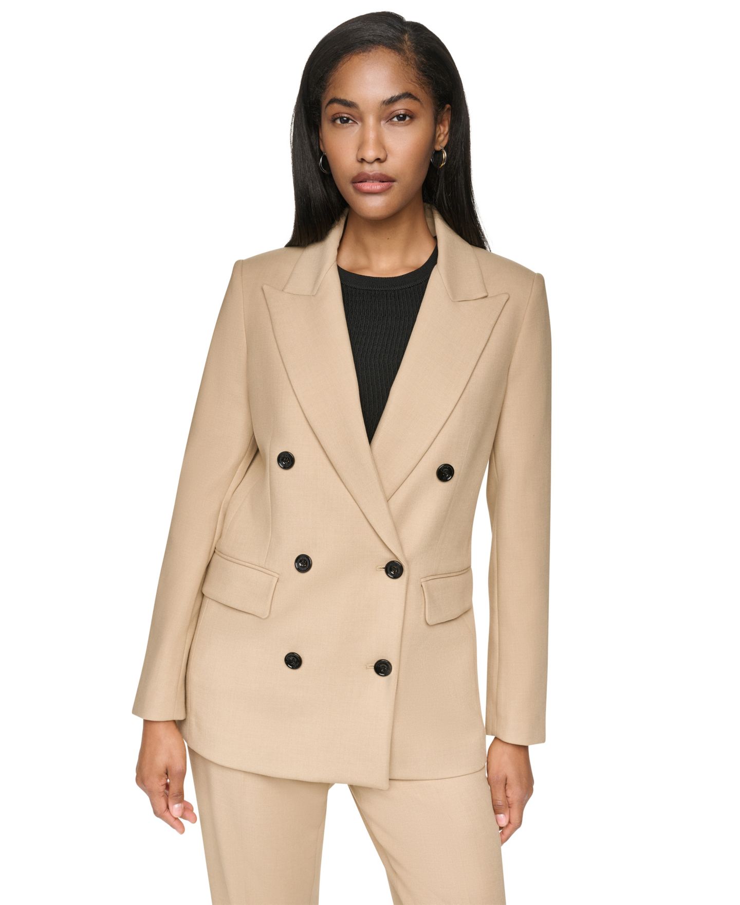 Женский пиджак DKNY Long-Sleeve Notch Collar Button-Front Blazer, цвет: Travertine — фото 1